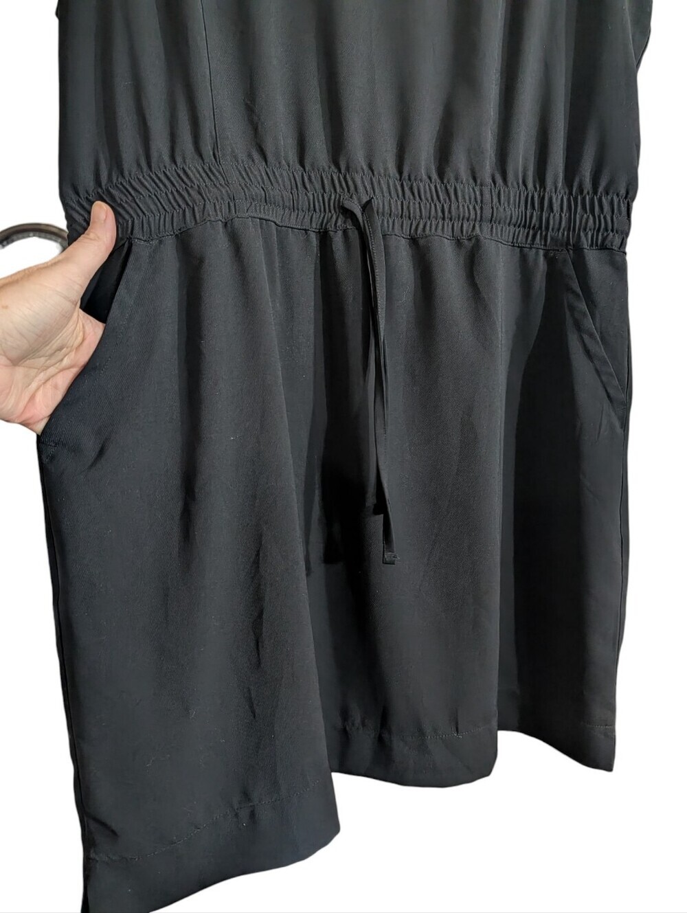 32° Cool Black Drawstring Waist Pocket Dress XL Travel Casual Athleisure - Picture 5 of 9